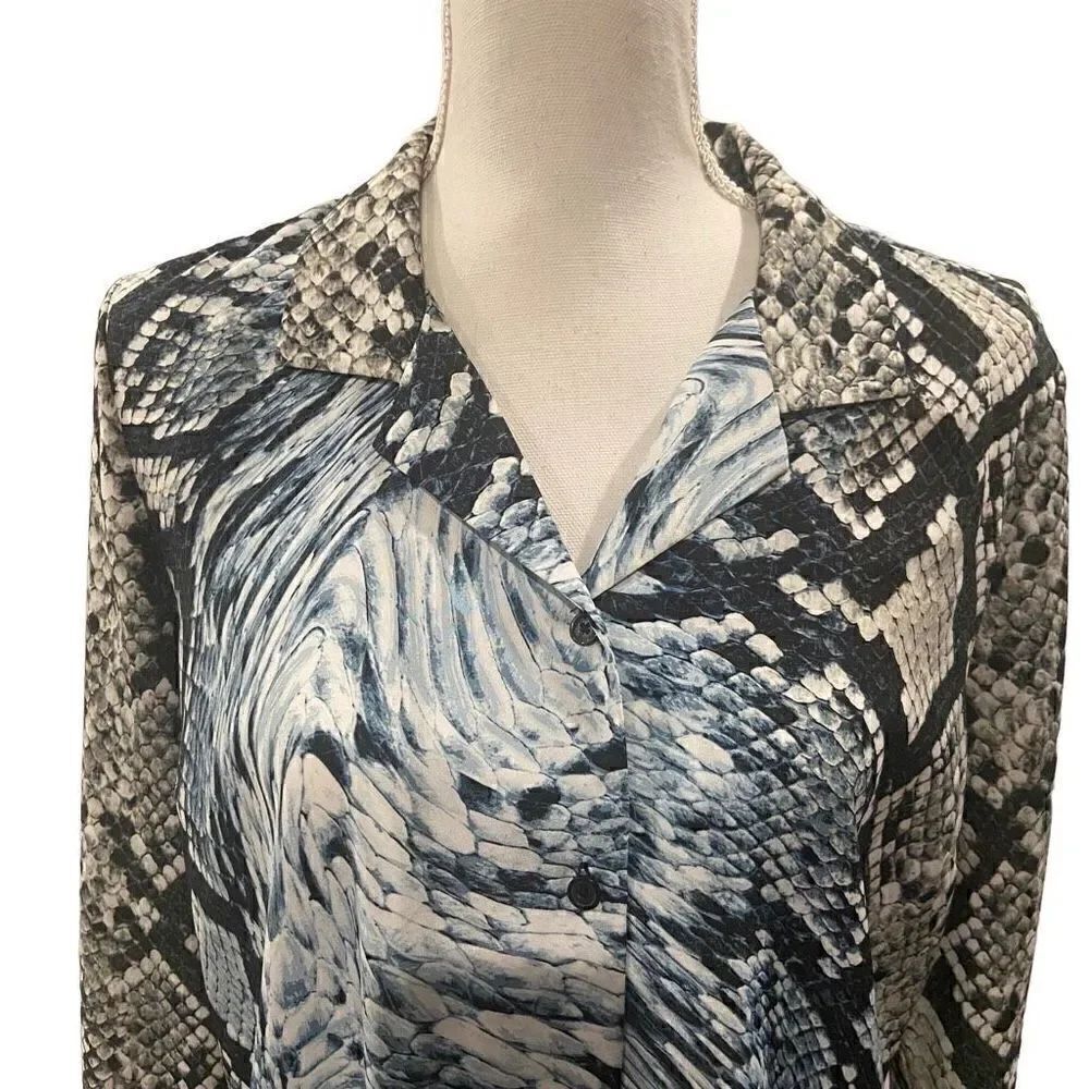 MICHAEL KORS Snake Print Button Down Blouse - Picture 4 of 5